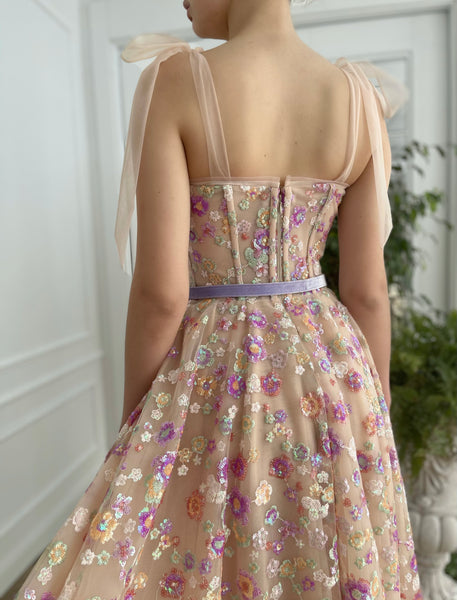 Opalescent Floral Sequined Dress | Teuta Matoshi