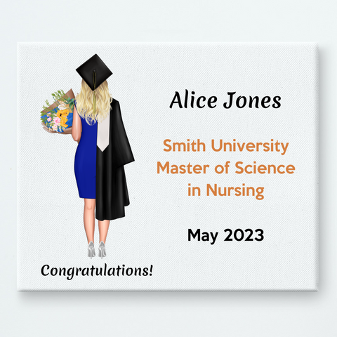 Personalized female master graduation canvas