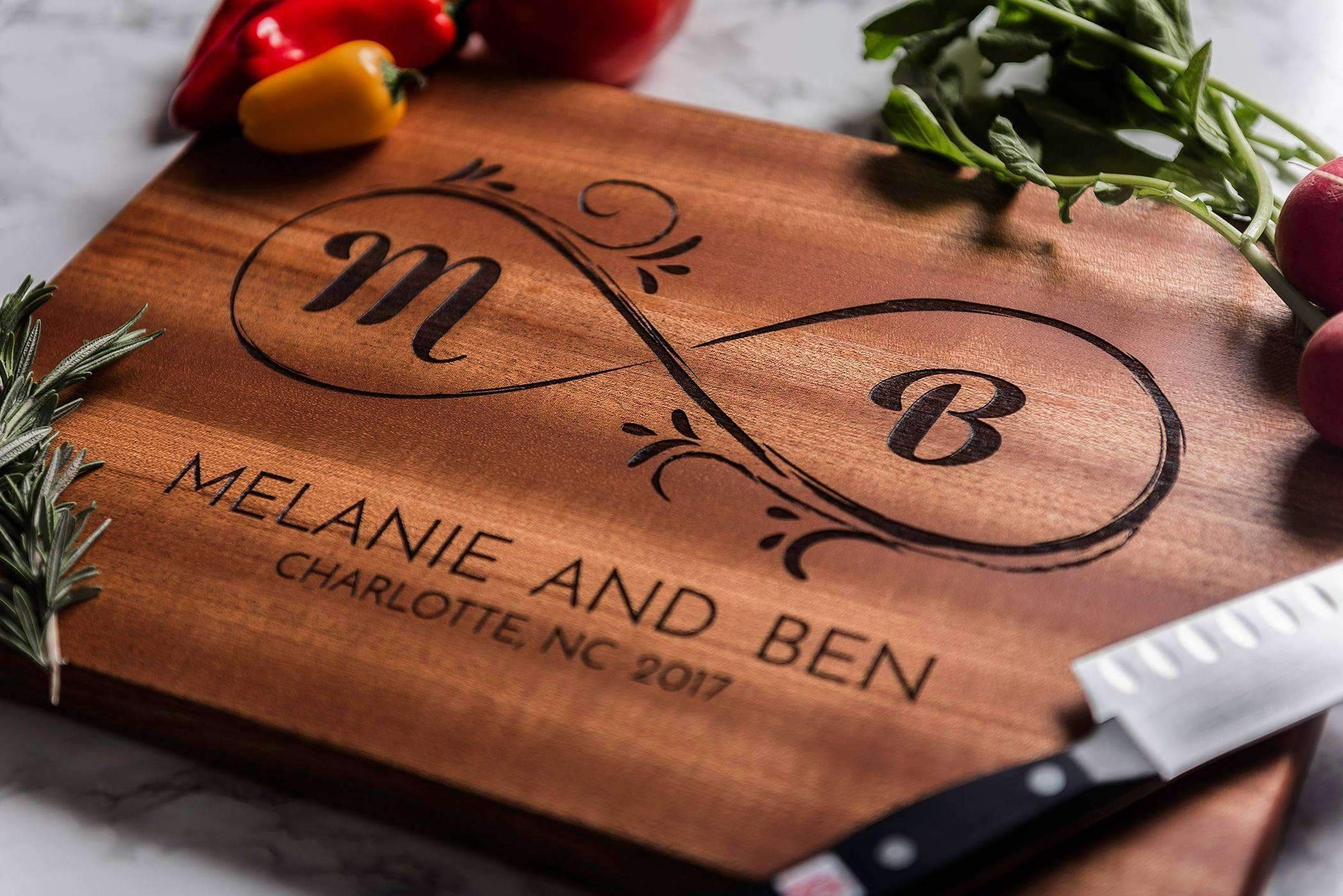 Monogrammed Ts Personalized Engraved Custom Wood Cutting Board 