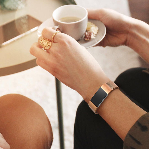 fitbit with rose gold strap