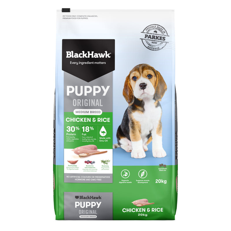 Black Hawk Chicken And Rice Medium Breed Puppy Dry Dog Food 20kg