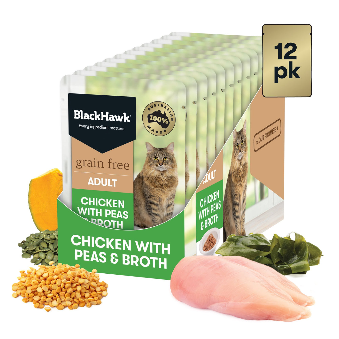 Black Hawk Grain Free Chicken With Peas And Broth Wet Cat Food 85g X 12 Habitat Pet Supplies