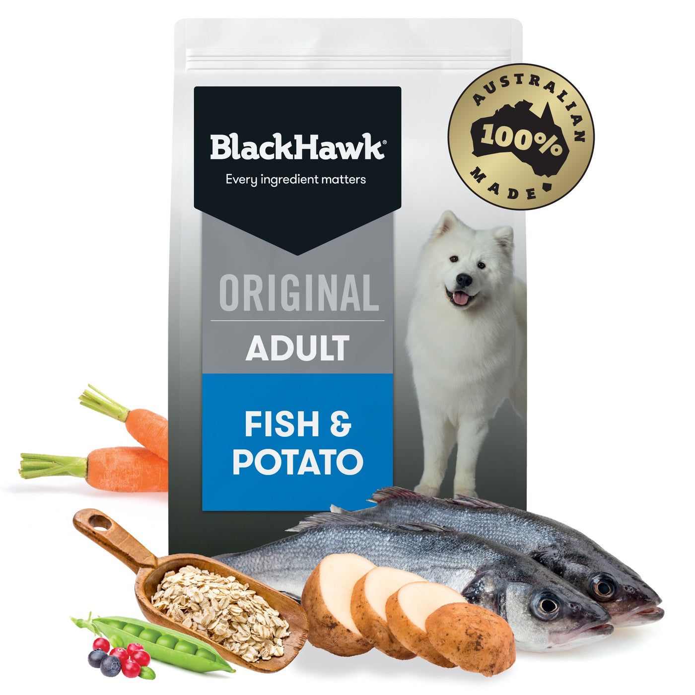 Black Hawk Original Fish and Potato Dry Dog Food 20kg – Habitat Pet Supplies