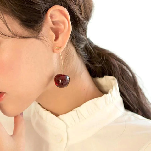 Boucles d'oreilles Cerise rouge grenat - Les Petits Imprimés - eshop boucles d'oreilles originales femme