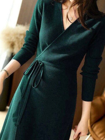 Robe pull de Noël vert sapin Hina - Les Petits Imprimés - eshop robe de noël