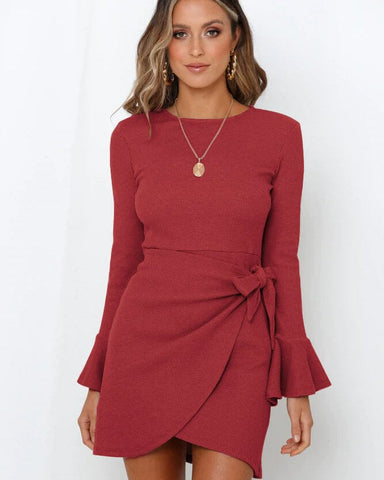 Robe pull courte rouge à manches évasées Sandra - Les Petits Imprimés - eshop robe noël femme