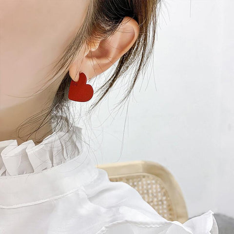 Boucles d'oreilles puce cœur rouge - Les Petits Imprimés - eshop boucle d'oreille puce femme