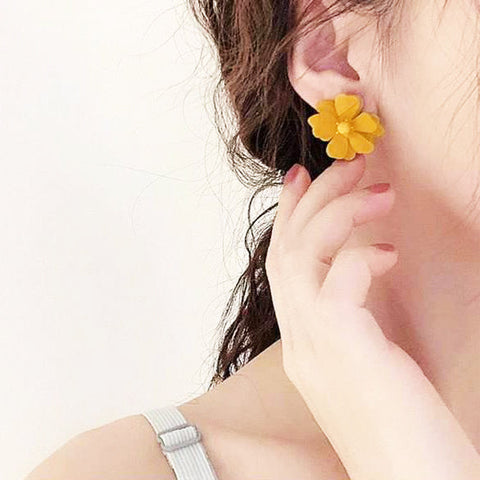 Boucles d'oreilles lobe fleur jaune - Les Petits Imprimés - eshop boucles d'oreilles floral