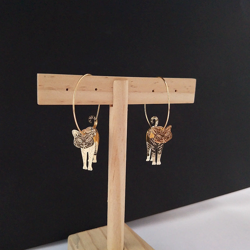 Boucles d'Oreilles Chat Or