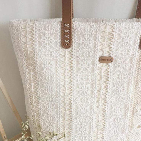 style bohème été - Sac cabas dentelle 100 % coton cousu main - Les Petits Imprimés - eshop sac à main bohème chic