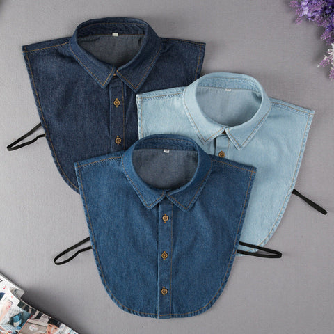 Col de chemise amovible - 3 teintes de denim - Les Petits Imprimés - eshop col chemise amovible jean femme