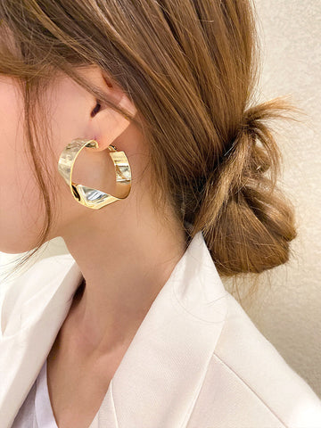 Boucles d'oreilles créoles dorées torsadées - Les Petits Imprimés - eshop boucles d'oreilles créoles originales