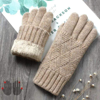 Gants Casual Tactiles en Laine Mélangée, Femme