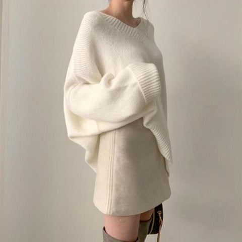 Jupe taille haute en laine beige doublée d'un short - Les Petits Imprimés - eshop jupe hiver femme