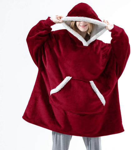 Sweat plaid couverture chaud et douillet rouge et blanc - Les Petits Imprimés - eshop pull plaid femme homme