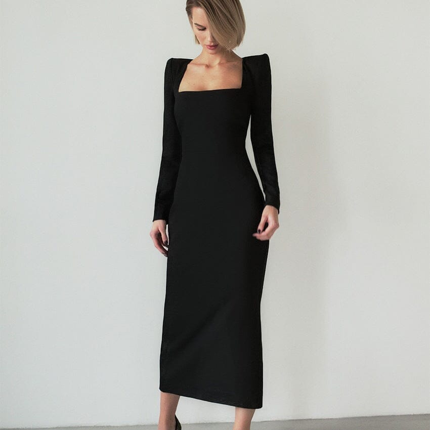 Robe Noire Chic Mi Longue - Alma