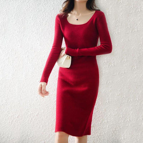 robe de noël robe pull rouge en cachemire - les petits imprimés - eshop robe de fête femme