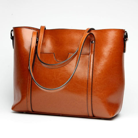 Sac à main en cuir marron et pochette assortie Milan - Les Petits Imprimés - eshop sac en cuir femme chic et original