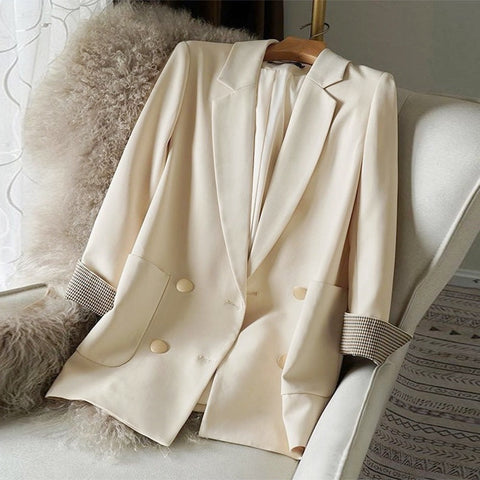 blazer long écru à boutons dorés femme - les petits imprimés - eshop blazer blanc femme