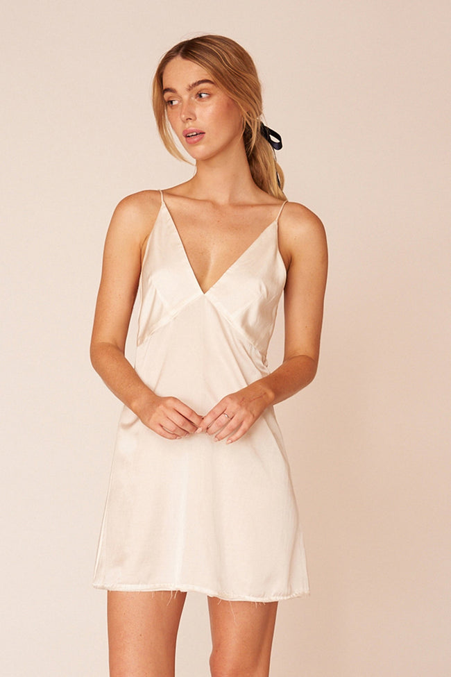 white silk dress mini