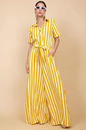 striped yellow jumpsuit