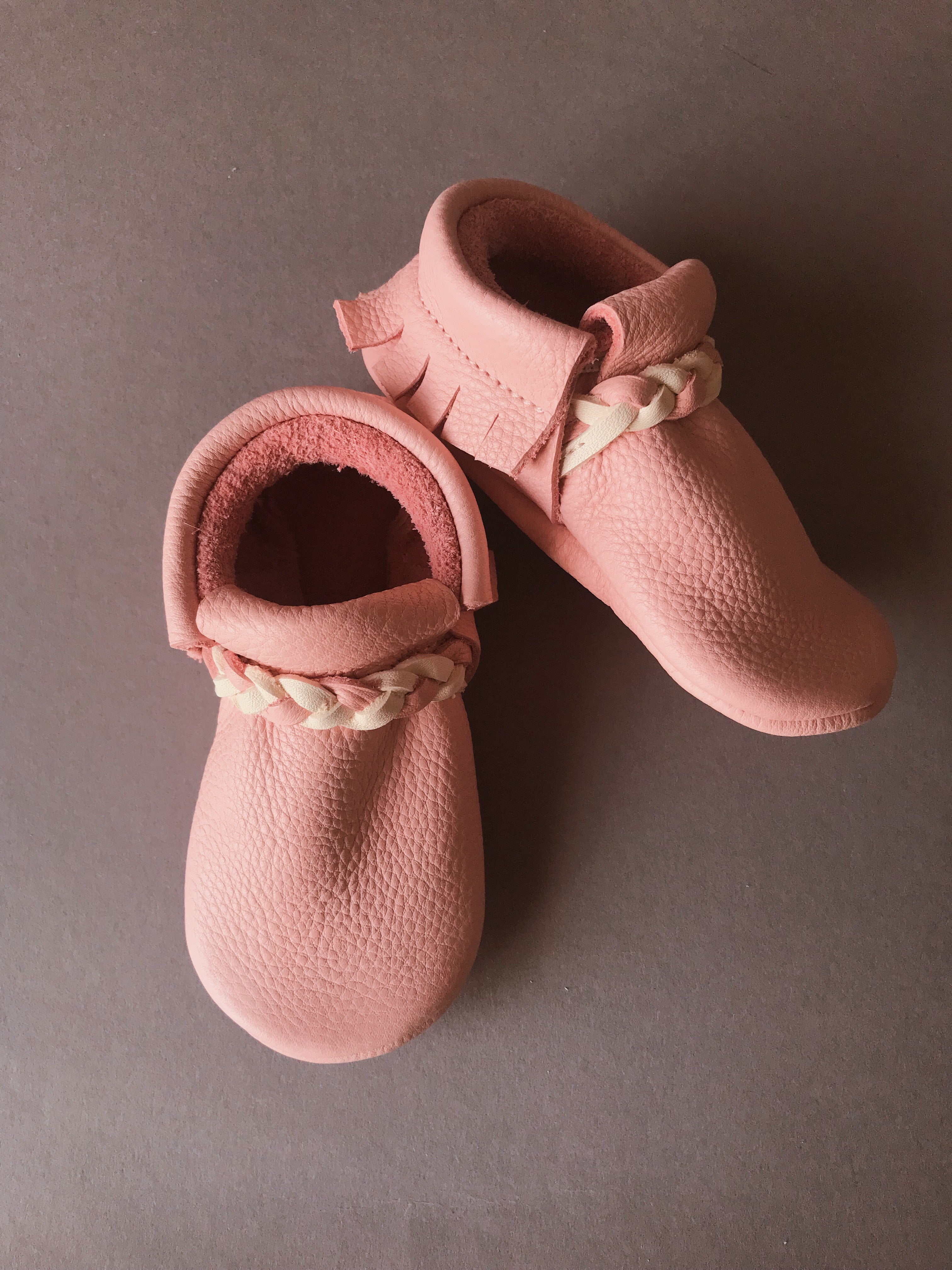 pink baby moccasins
