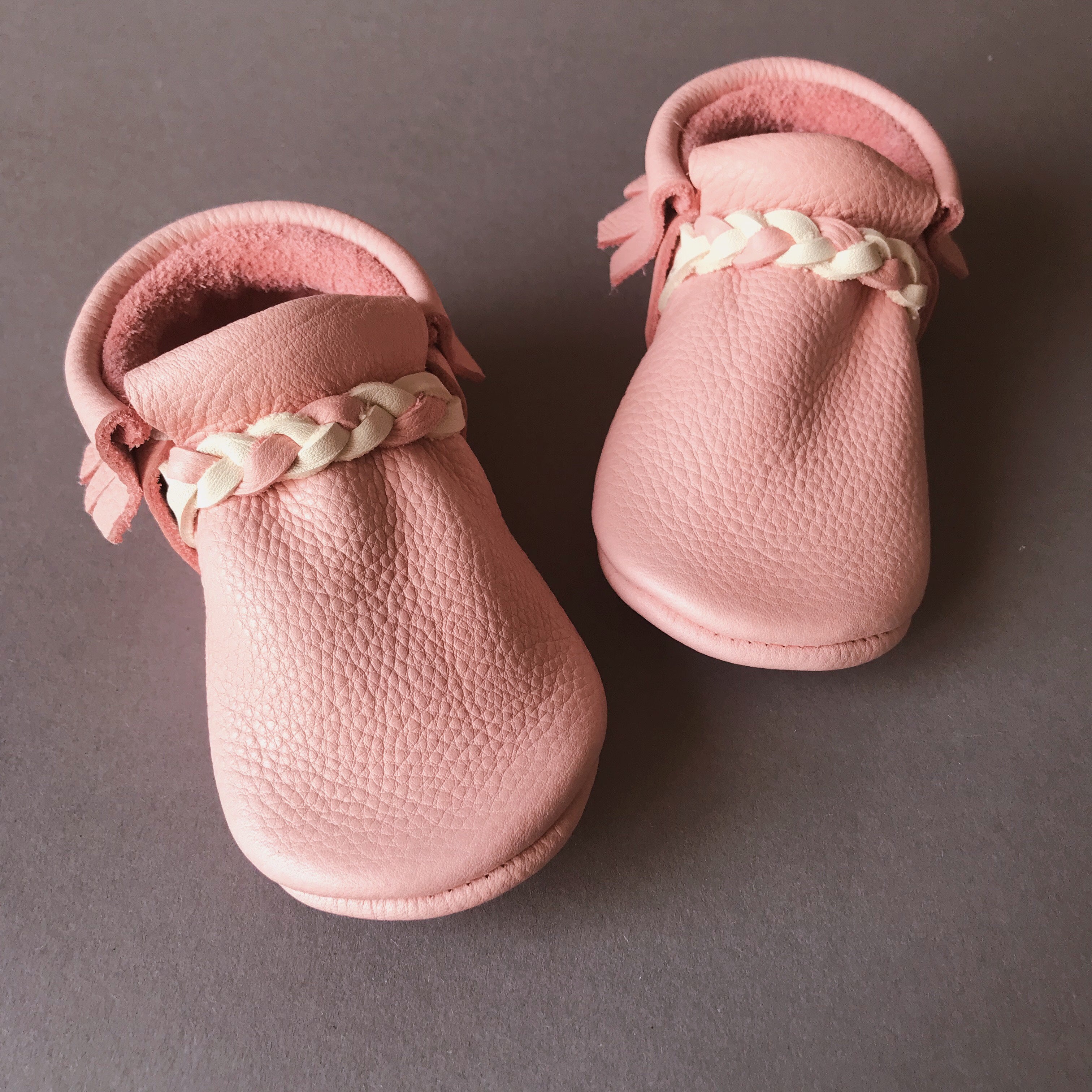 pink baby moccasins