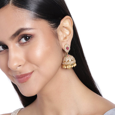 Buy White Gold Pearl Jhumka With Sahare/punjabi Jewelry/bollywood  Jewelry/gold Kundan Jhumkas/trendyjhumka Earring/indian Jewelry/pakistani  Online in India - Etsy