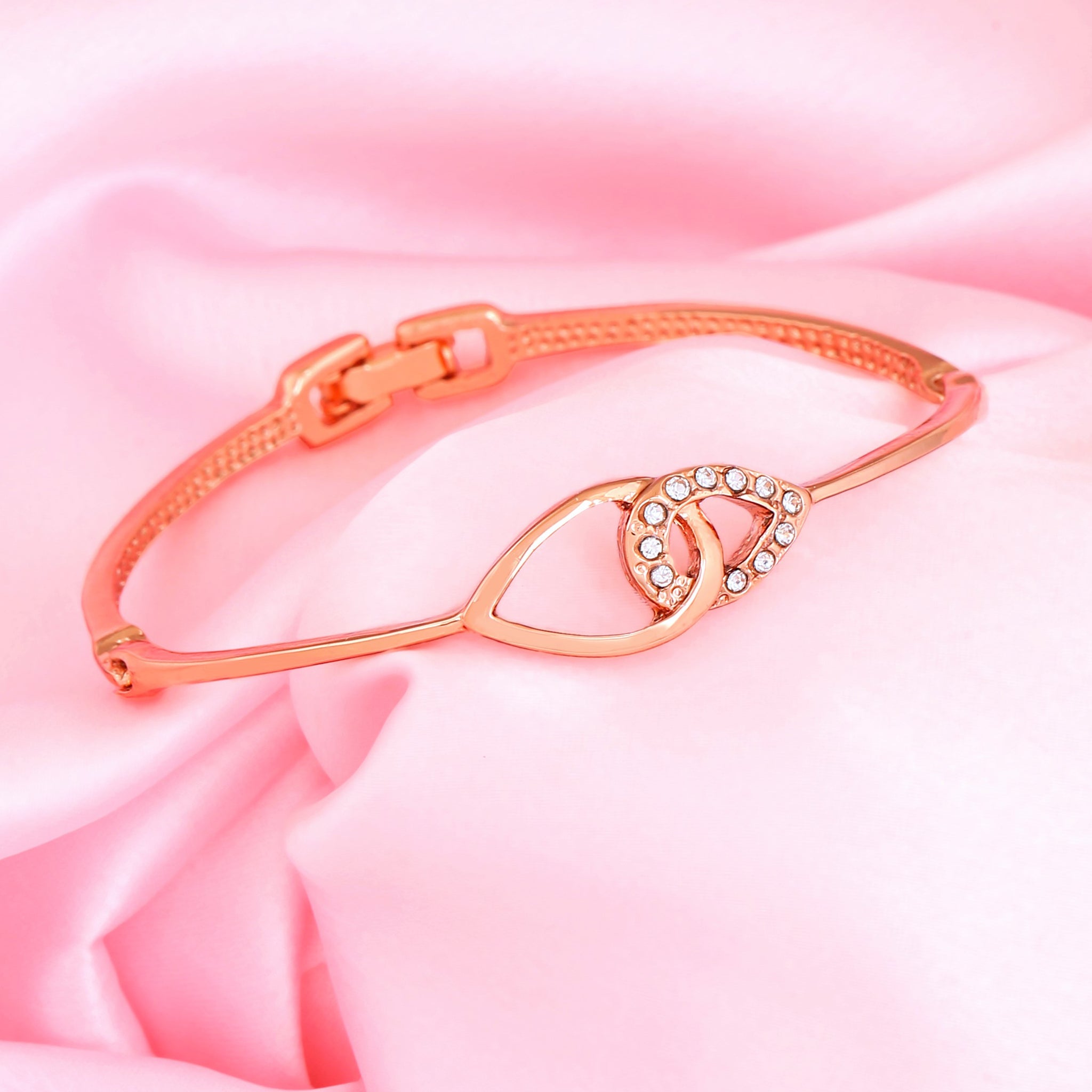 

Estele Rose Gold Plated Leaf Designer Bracelet for Women