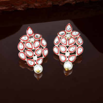 Peora Silver/Gold Plated Kundan Pearl Royal Round Earring Traditional  Jewellery for Women Girls