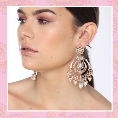 Rose Gold Big Flower Pendant Drop Earrings With Shining CZ – TulleLux  Bridal Crowns & Accessories