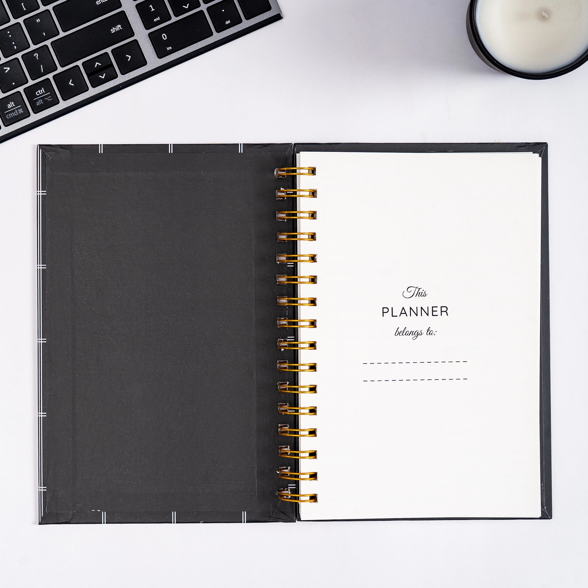 A5 Black Grid Spiral Journal