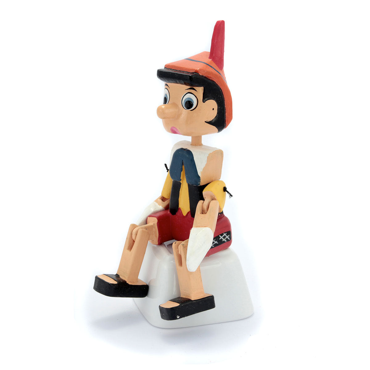 Small Sitting hinged handmade wooden doll - Pinocchio – P N Crafts