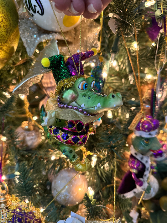 Mardi Gras Crocodile Tree Ornament