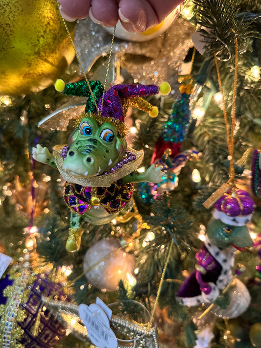 Mardi Gras Crocodile Tree Ornament