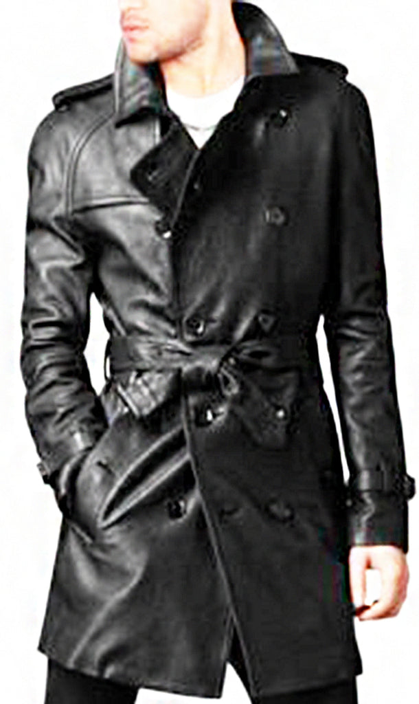 Men’s Belted Black Trench Coat