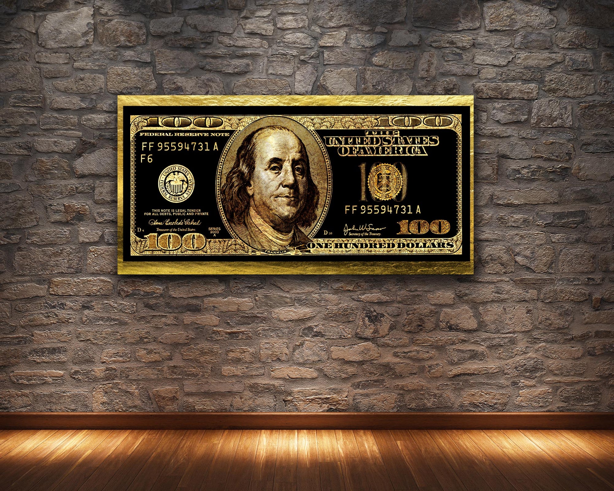 GOLD HUNDRED DOLLAR BILL CANVAS – Artfully Motivated