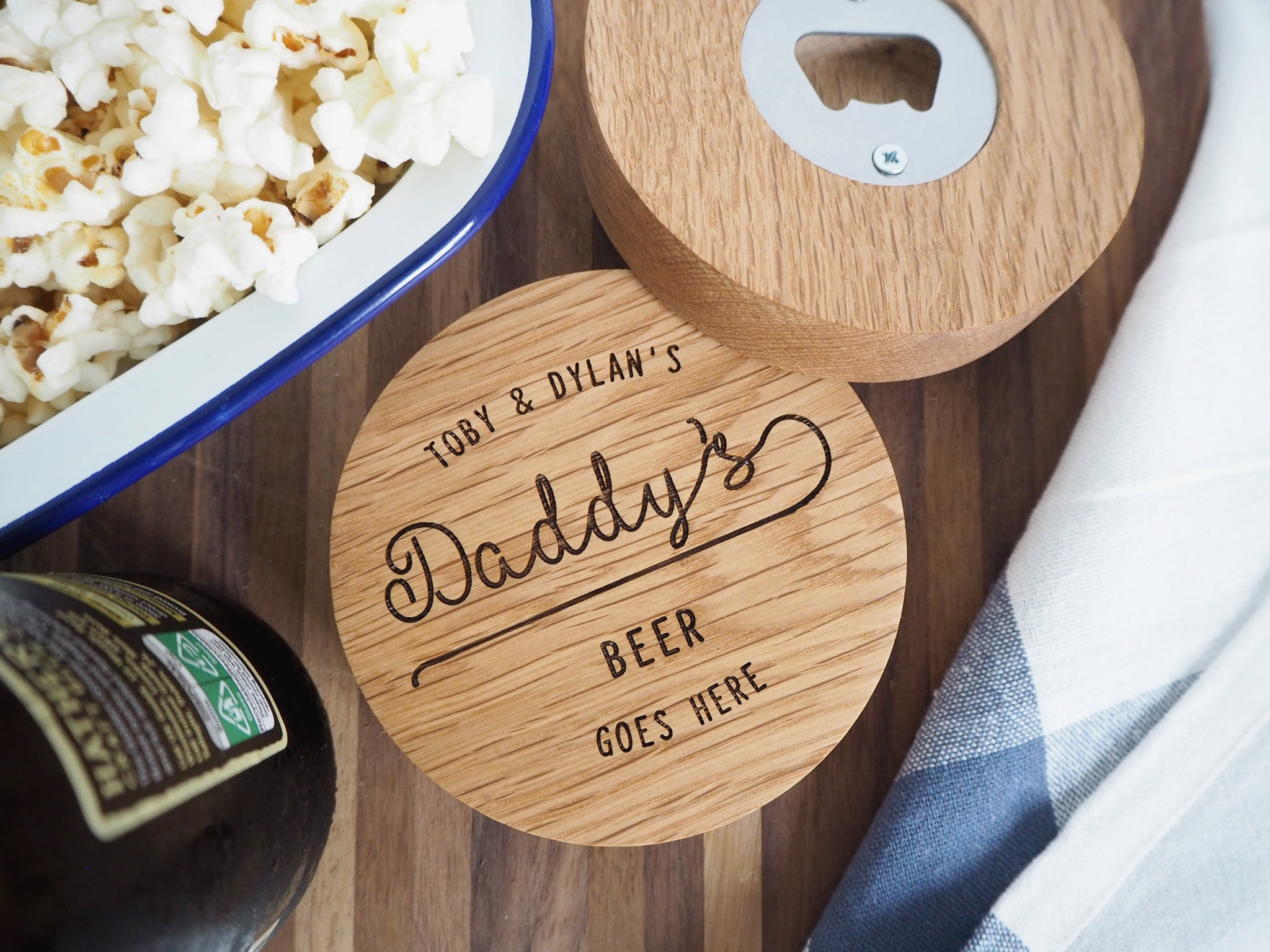 custom bottle opener oak