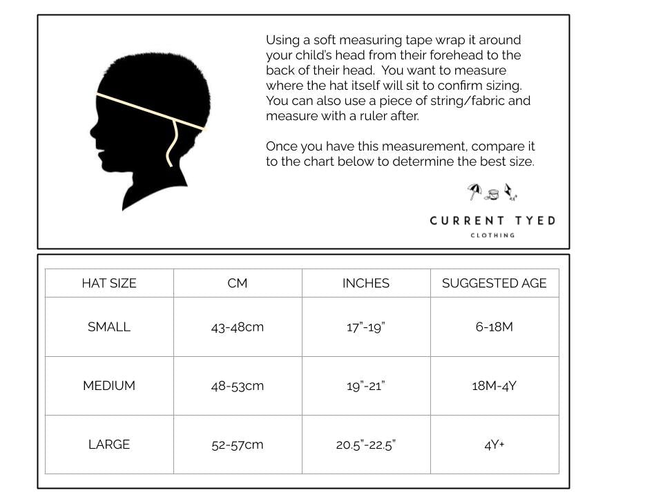 Current Tyed Snapback Hat Sizing Chart