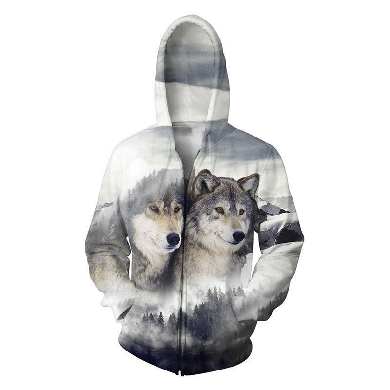 wolf zip up hoodie