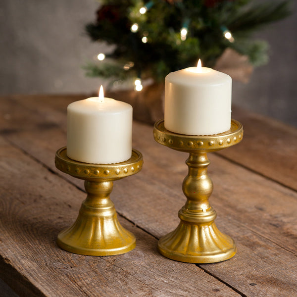 pillar candle holder set of 2