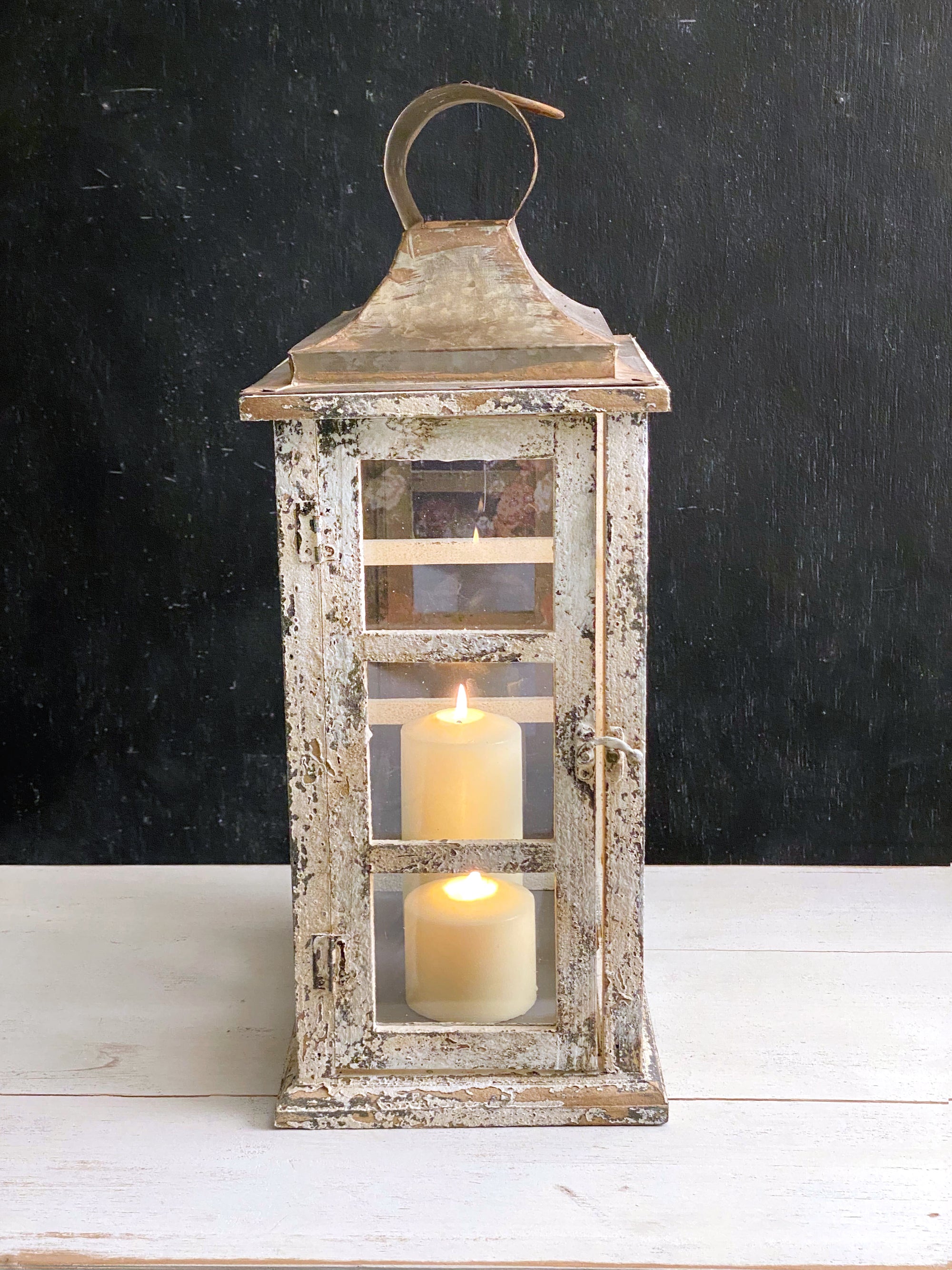 Large French Country Windowpane Lantern - The Reclaimed Farmhouse
