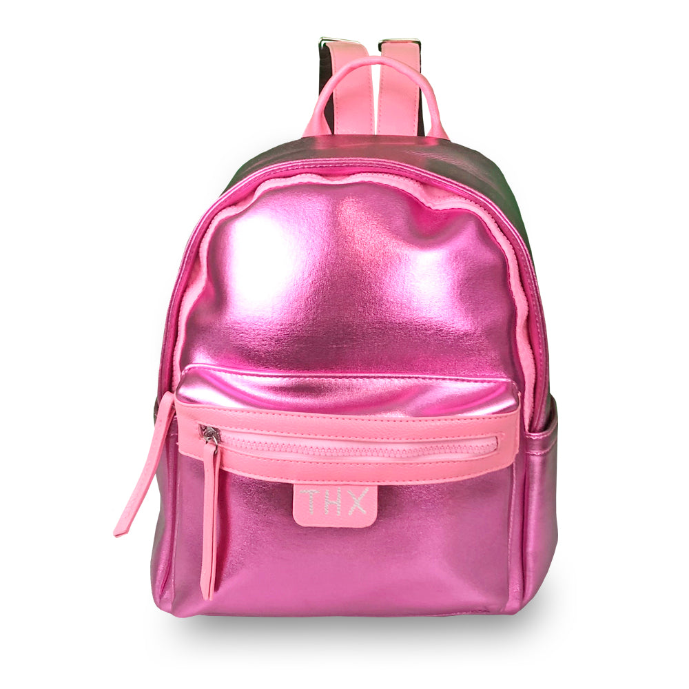 pink metallic backpack