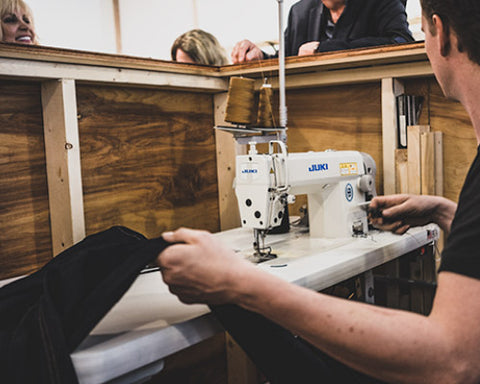 Hemming up a fresh pair of jeans for our patient customers