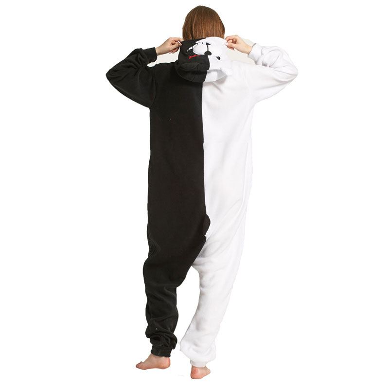 Pitch Black Adult Footless Hoodie One Piece - Adult Hooded Footless Pajamas, One Piece Footless Hooded Pjs