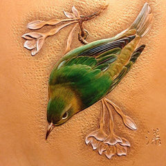 Hand Painted Leather Bird Pattern
