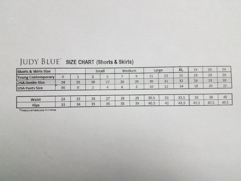 Kancan Shorts Size Chart