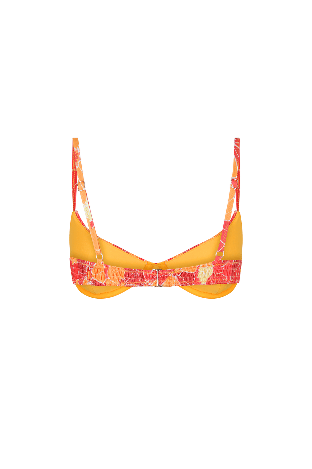 Underwire Bikini Top | Retro Floral Padded Smocked Swimwear | Kotomi