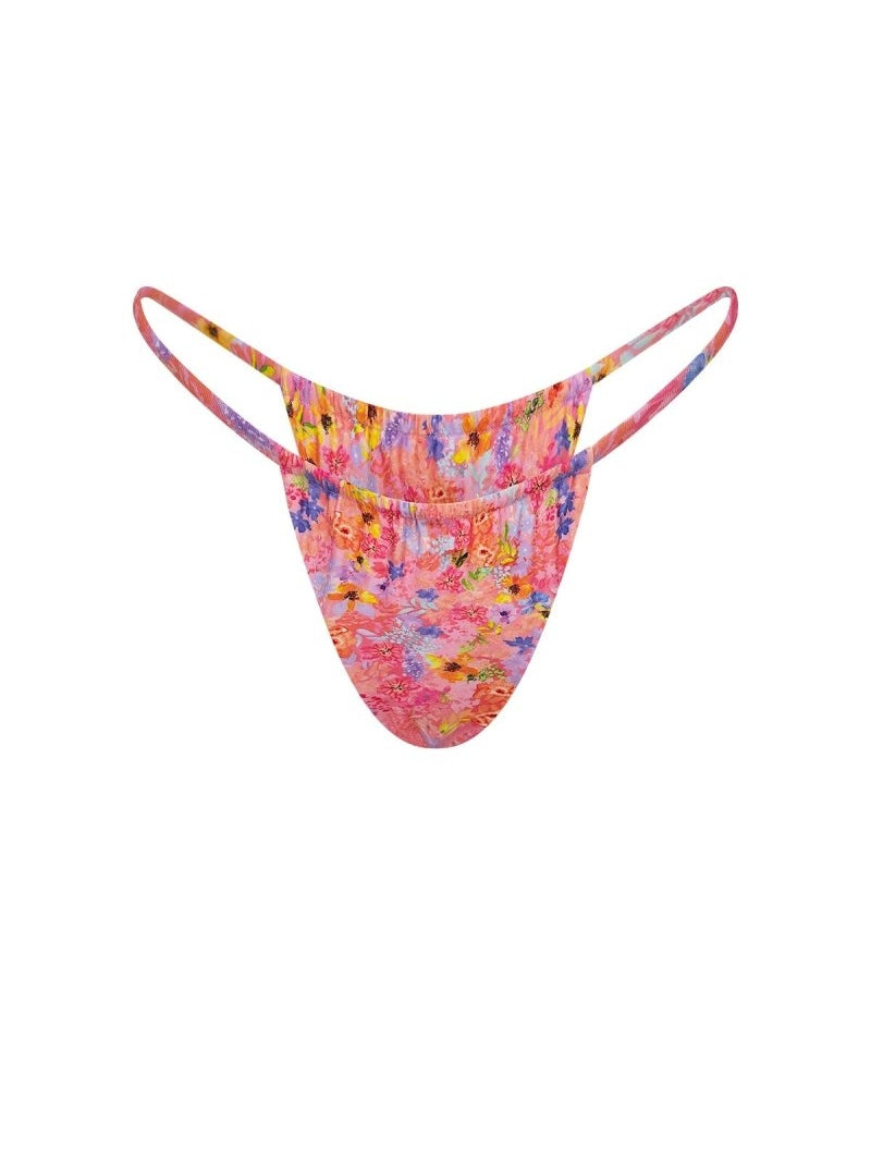 Float Your Boat Pink Multi Floral String Bikini Bottoms