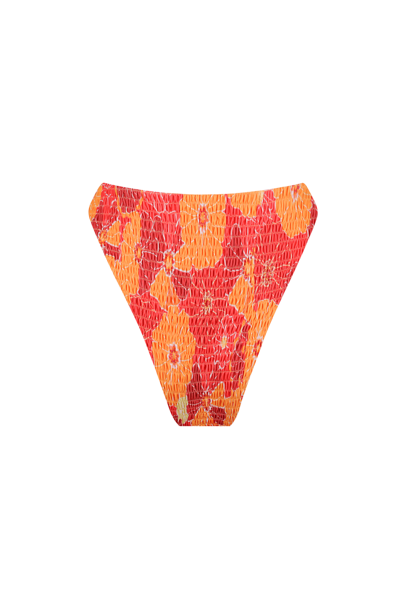 High-waisted Bikini Bottom | Retro Floral Smocked Swimwear ...